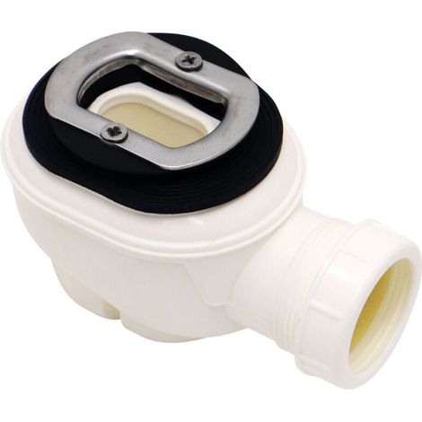 718011001 White Plastic Flexible Shower Floor Drain with ABS Chrome Cover for Bathroom MUMU (1/2)