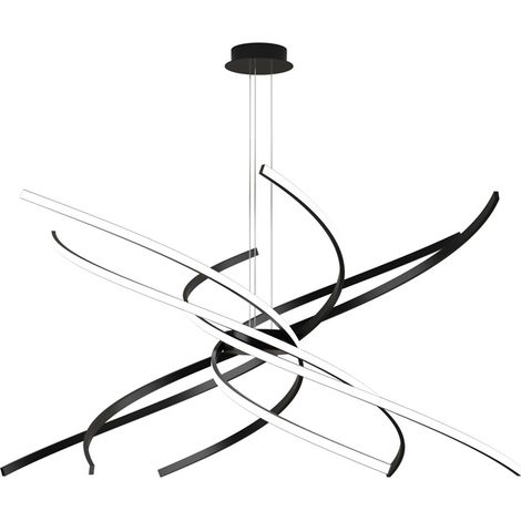 Sospensione Moderna Tornado Alluminio Nero Led 88W D.100Cm Luce Calda (1/4)