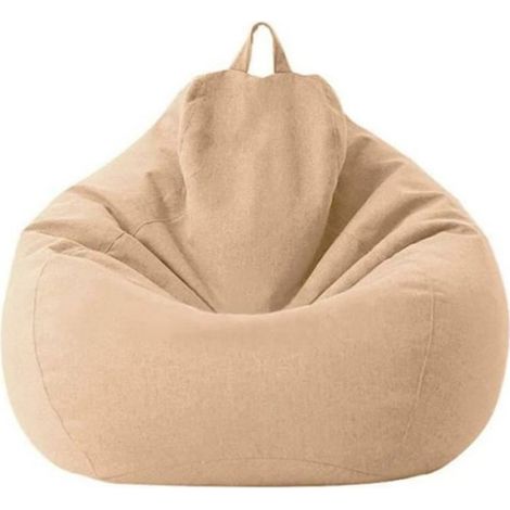 Housse de Pouf Poire - Coton Lin Mélangé - Kaki - Intérieur Extérieur - 80x90 cm - 1 Pièce (1/4)