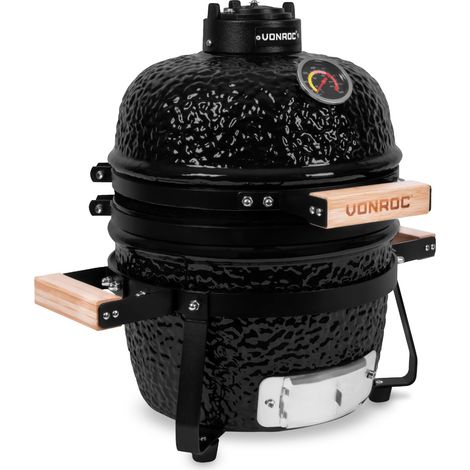 VONROC Kamado-Grill 13 Zoll - Ø27cm Zubereitungsfläche - Holzkohlegrill - Keramik - Tischmodell - Inklusive Ständer, Thermometer, Tellereinsatz & Regenhaube (1/5)