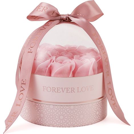 Boîte à bijoux ronde avec nœud en ruban, coffret cadeau 9 roses savon fleur, coffret à bijoux collier Saint-Valentin (1/5)