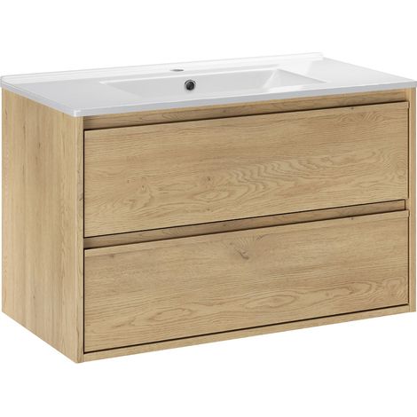 Mueble lavabo simple empotrado 80cm Edmé Bois (1/4)