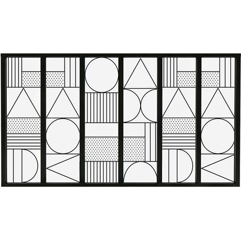 Verrière atelier intérieure aluminium noir 6 vitrages 201 x 117 cm - Décor géométrique - Geometric - noir et transparent - Verre trempé (1/5)