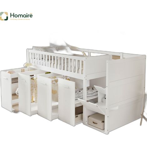 Bettgestell weiß aus Polyester 254 x 95 x 115 cm HOMAIRE (1/5)