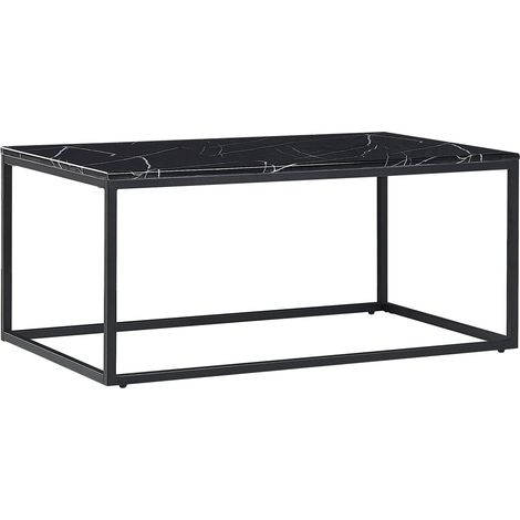 Beliani – Table basse rectangulaire en MDF effet marbre noir – Cadre métal noir – Dimensions 100x60x45 cm – Style moderne et glamour