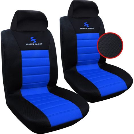 Woltu – Housse de siège de voiture universelle 2 sièges – 100% polyester respirant – Facile à installer et entretenir – Couleur noir bleu