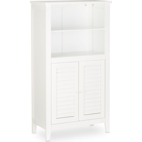 Armadio da bagno a terra 4 ripiani pratico stoccaggio stile contemporaneo 90 x 30 x 80 cm in bambù bianco 130004213