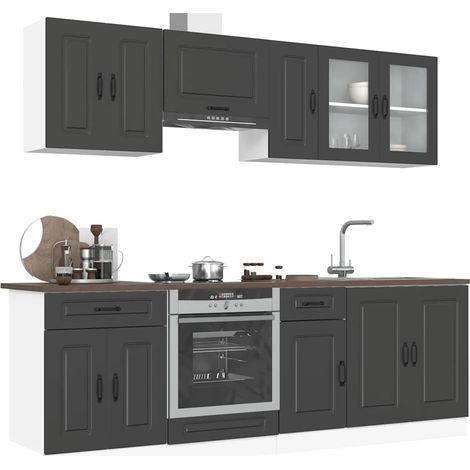 Mueble de cocina Kalmar negra 8 piezas madera contrachapada (1/5)