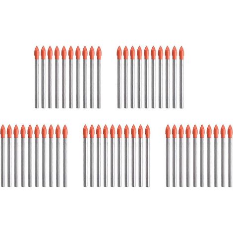 Ensemble de 50 forets en carbure de 6 mm pour verre et carrelage (1/5)