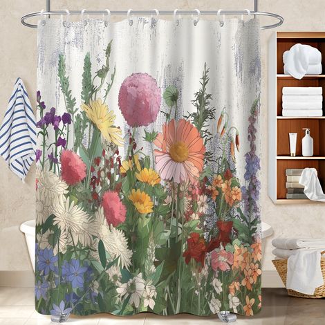 Kit rideau de douche en polyester 180x180 dessin rideau imperméable pour appartement (1/5)