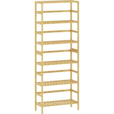 Estantería de pie de bambú de 6 niveles, baldas ajustables, 60 x 26 x 161 cm, natural (1/5)