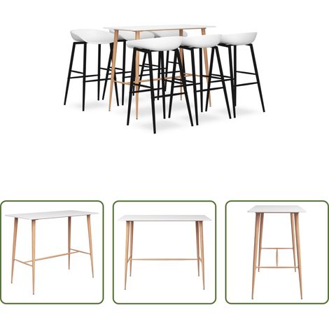 Barhocker -  7-tlg. Bar-Set Weiß (1/5)