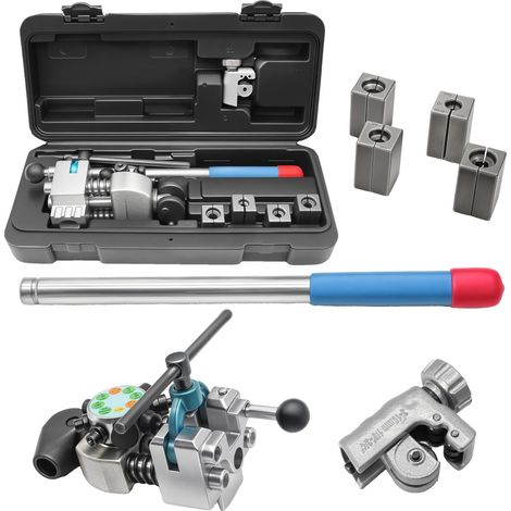 Kit d'outils d'Evasement de Tuyaux de Frein, Flares Simples, Doubles et à Bulles à 45 degrés, appareils à Border pour Tubes de 3/16", 1/4", 5/16", 3/8" et 4,75mm (1/5)