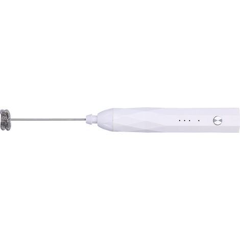Handmilchaufschäumer mit 3 Stufen, USB-Ladefunktion, geräuscharm, professioneller Kaffeemixer für Zuhause, Cafés und Restaurants, Weiß