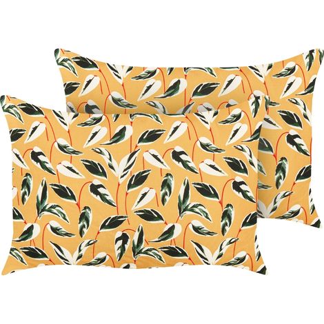 Set di 2 cuscini da giardino per esterni con motivo a foglie 40 x 60 cm in poliestere multicolore Taggia
