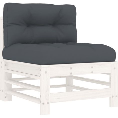 Canapé central,Canapé d'extérieur,Sofa de jardin avec coussins blanc bois de pin massif CFW969398 (1/5)