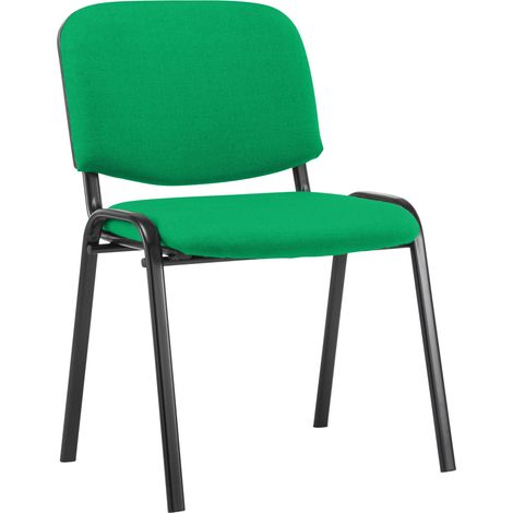 Sedia visitatore impilabile per sala d'attesa tessuto verde base a 4 gambe in metallo nero 100008876