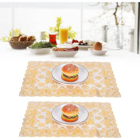 2 Pièces Sous-verres PVC 30x45 cm Dorés - Dessous de Plat Élégant pour Cuisine, Mariage et Décoration de Table