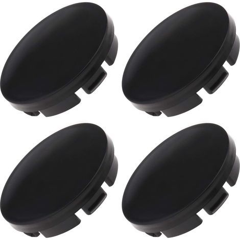 Lot de 4 cache-moyeux avant et arrière en ABS noir pour moyeu de roue de 53 mm de diamètre