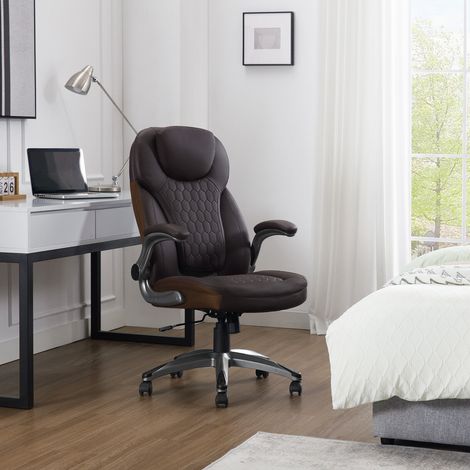 WOLTU Bürostuhl Chefsessel mit Kopfstütze Fußstütze Armlehnen Ergonomische Drehstuhl mit Rollen höhenverstellbar Armlehnstuhl Kunstleder Braun (1/5)