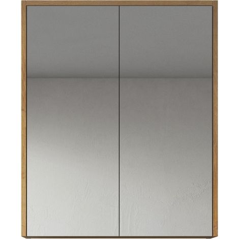 Meuble a miroir Cuba 60 x 72 cm Chene - Miroir armoire miroir salle de bains verre armoire de rangement (1/4)