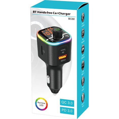 BC68 Auto-MP3-Player, Bluetooth-Freisprecheinrichtung, FM-Transmitter, PD/QC3.0-Schnellladefunktion, Sprachassistent – BC68 Schwarz (1/3)
