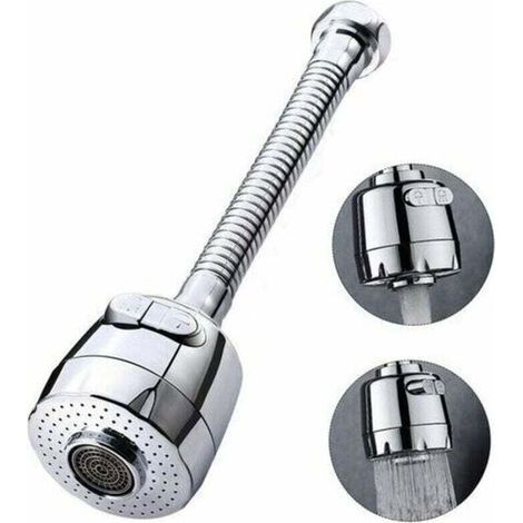Aeratore per rubinetto girevole a 360 gradi, soffione per rubinetto da cucina, 2 modalità regolabili, spruzzatore con filtro per doccia per cucina e bagno (lungo) (1/4)