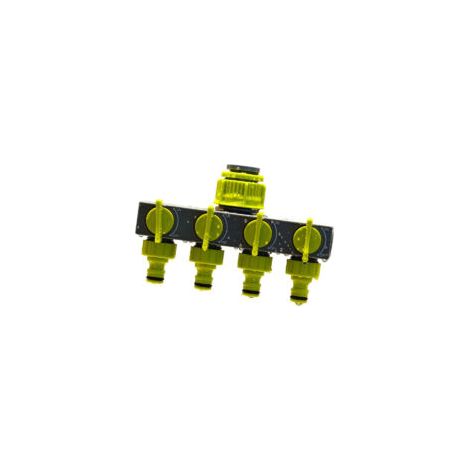 4-Wege-Bewässerungsverteiler – mit Absperrventil, einstellbarem Wasserdurchfluss und Adapter für die Gartenbewässerung – Grün – Crezuo