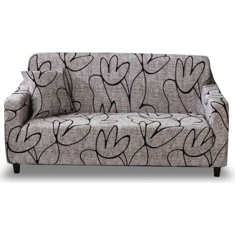 Housse de Canapé en Polyester Revêtement de Canapé Elasticité Stretch Protecteur de Canapé Slipcover à 3 Places 175-220cm, Modèle SL (1/5)