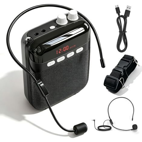 Voice Amplifier, Ultralight Voice Amplifier with Microphone, Rechargeable Power Amplifiers, Portable Wired Microphone Headset for Teachers, Meeting, Trainers, Tourism (1/5)