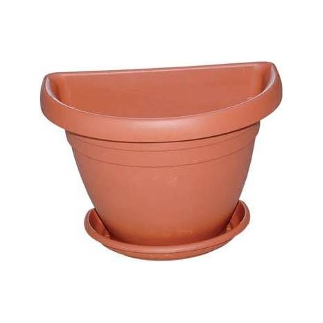 Vaso + Sottovaso Mezzotondo Mimosa Ics Pp Terracotta Cm 40X23 H.Cm 26 - 1 Pz