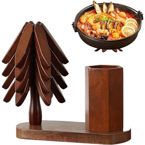 Dessous de plat en bois, forme arbre, isolant thermique (1/5)