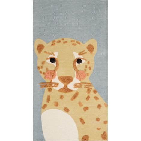 Tappeto per la cameretta dei bambini con stampa leopardata 80 x 150 cm Giallo e grigio
