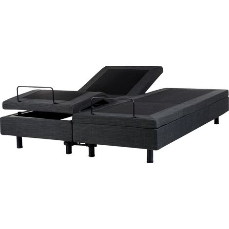 Letto elettrico singolo in poliestere grigio scuro regolabile con telecomando senza testata 160 x 200 cm Duke
