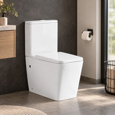 Stano. – Toilette WC à poser céramique Rimless – Abattant Soft Close – Évacuation universelle – Dimensions 640x360x835mm (1/5)
