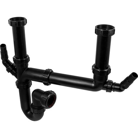 McAlpine Black Double Bowl Sink Kit Durable 1.5 Bowl Design (1/2)