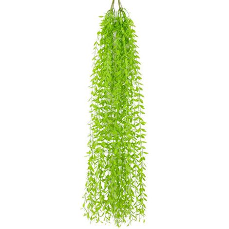 Simulazione di una foglia di salice di rattan, pianta verde pendente per parete di plastica per matrimonio (1/5)