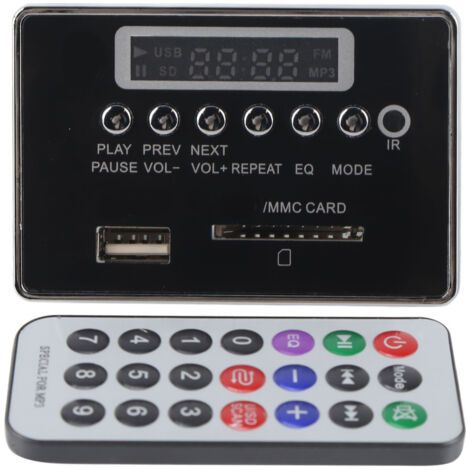 Carte décodeur MP3 Bluetooth, Module Audio, mémoire de stockage USB, Radio FM (noir) (1/5)