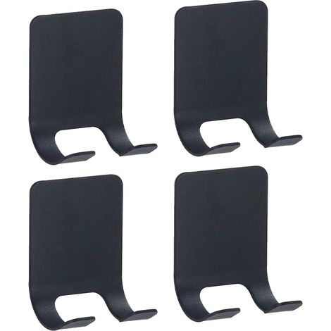 Support pour rasoir - Crochet adhésif - Acier inoxydable - 4 pièces - Pour douche et salle de bain - Noir (1/5)