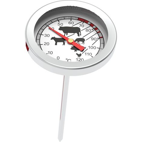 Filiyano-Thermomètre de cuisson en acier inoxydable avec échelle graphique 0-120 °C pour la cuisson, le fumage et la cuisson au four de la viande (1/4)