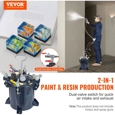 Réservoir de Peinture sous Pression 10 L Pot de Pression de Peinture Entrée d’Air 6,4 mm Sortie 9,5 mm Système de Pulvérisation de Peinture Réglable 70 PSI Étanche pour Décoration Intérieure (1/5)