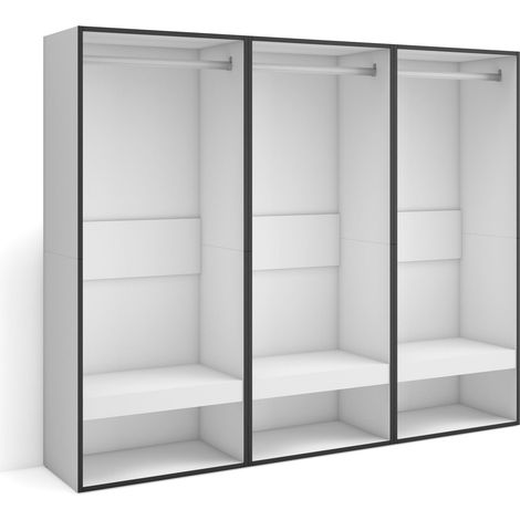 Skraut Home - Vestidor abierto, Ropa, zapatos, complementos, 180x145x35 cm, Dormitorio, habitación, Armario, perchero, Estilo Moderno, Blanco (1/5)