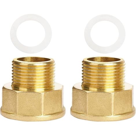 Adaptateur de Gaz, 1/2 vers 3/4 pour Cuisinière à Raccord Tuyauterie en Laiton avec Bague d'étanchéité - mâle 1 femelle (1/5)