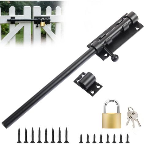 Verrou de porte en acier inoxydable 295mm avec cadenas, résistant aux intempéries, pour jardin, abri, garage