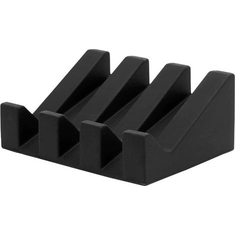 Jabonera - Soporte de silicona negra para jabón, con drenaje automático, apta para ducha, baño y cocina. (1/4)