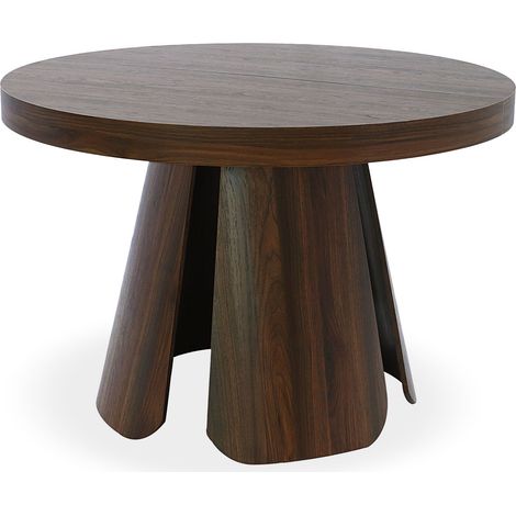Cotecosy – Table ronde extensible 110-260 cm – Bois noisette – Pied central pour stabilité – Design élégant pour salle à manger (1/5)