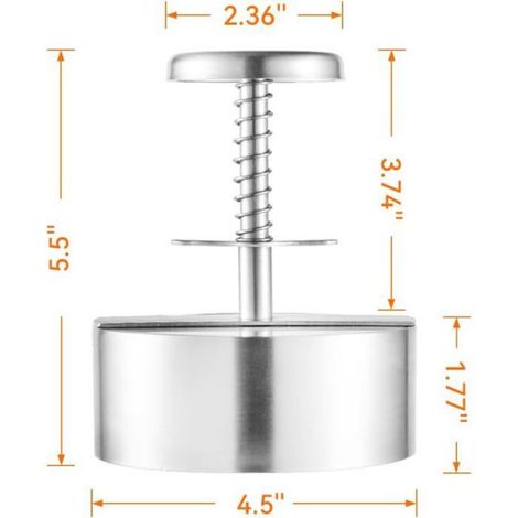 Poêle à hamburger en acier inoxydable 304 - Moule à steaks hachés de 11,5 cm (4,5 pouces), compatible lave-vaisselle (1/5)
