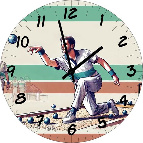 Horloge en verre pétanque 29 cm (1/2)