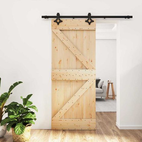 Puerta corredera con herrajes madera maciza de pino 85x210 cm vidaXL (1/5)