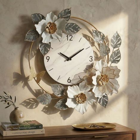 Reloj de pared 64 cm Acanthe Blanco y Plateado (1/5)